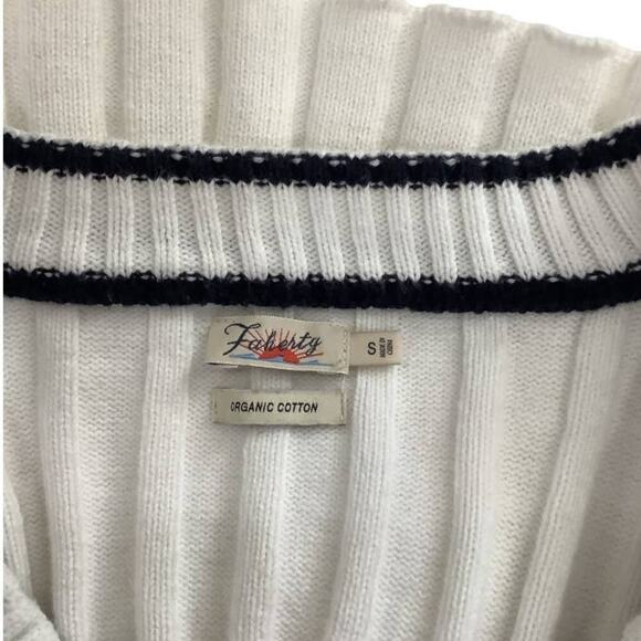 Faherty Game Set Cricket Sweater White Organic Cotton Cashmere Blend Size Small - Picture 10 of 12